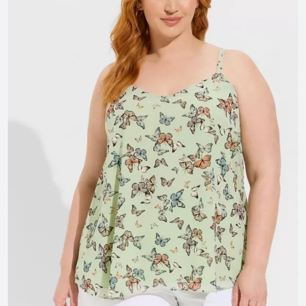 Torrid Sophie Butterfly Print Camisole Tank Top Plus Size 4 Green